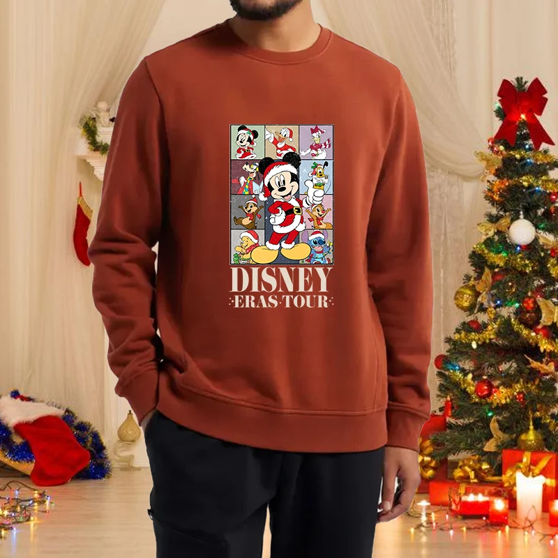 Felpa pullover con stampa natalizia di Topolino da uomo Felpa casual oversize da uomo Abbigliamento regalo di Natale