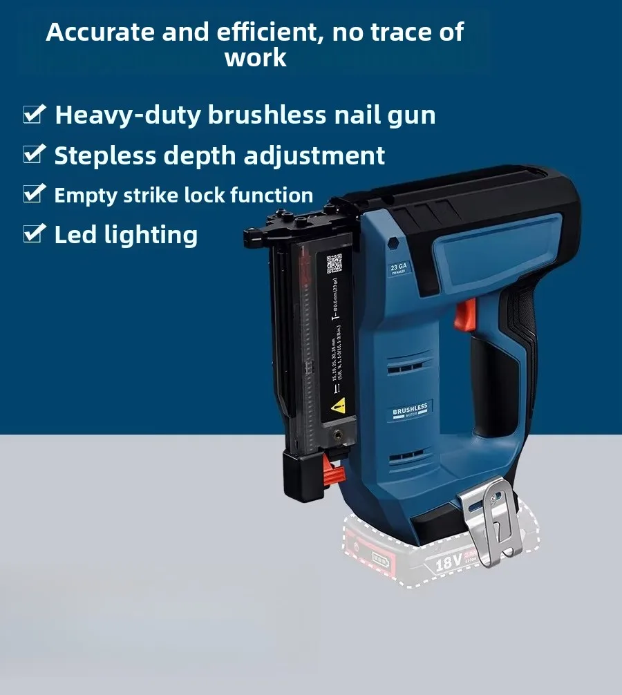 18V Brushless Lithium Cordless Nail Gun, Professional Steel Pin Fastener for Woodworking and Construction GNH-35 Model