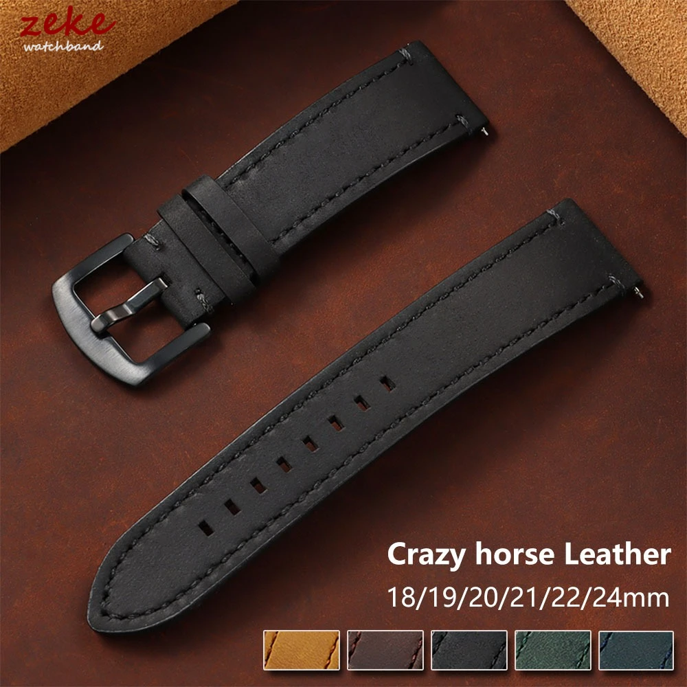 Vintage Kalbsleder-Uhrenarmband 18/19/20/21/22/24mm für Seiko, braun genähtes Rindsleder-Uhrenarmband mit Schnellverschluss