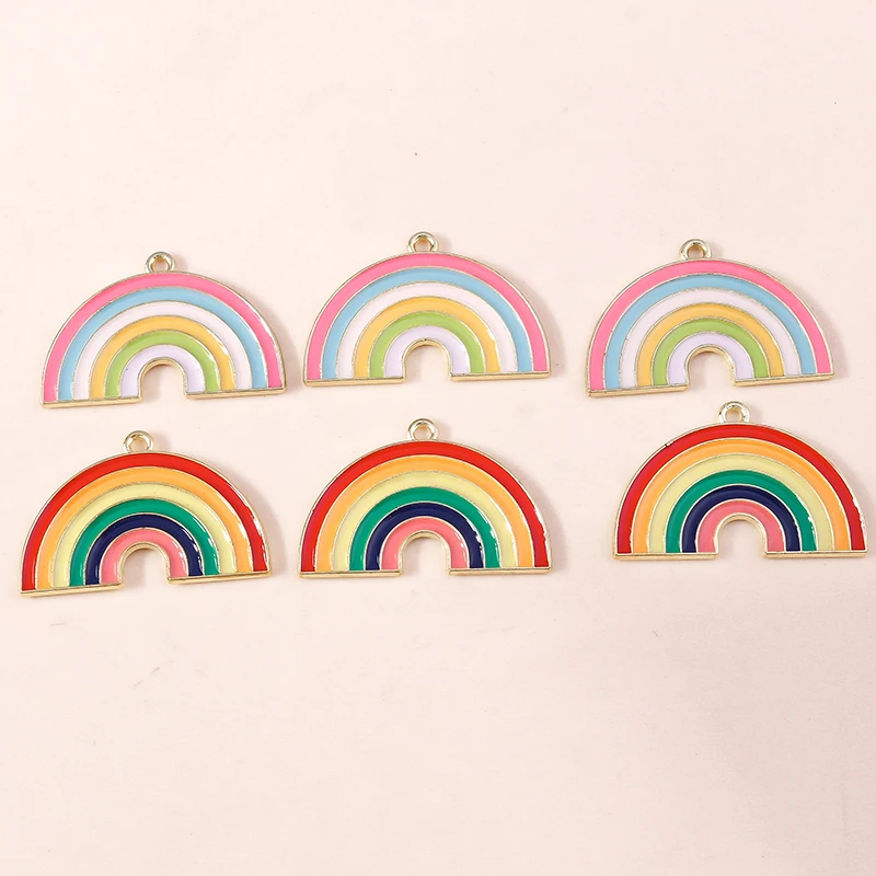 20 Stück 31x20mm Niedliche Bunte Emaille-Regenbogen-Anhänger für Ohrringe, Halsketten, Schlüsselanhänger, DIY-Bastelarbeiten, Schmuckherstellungszubehör – Detail 2