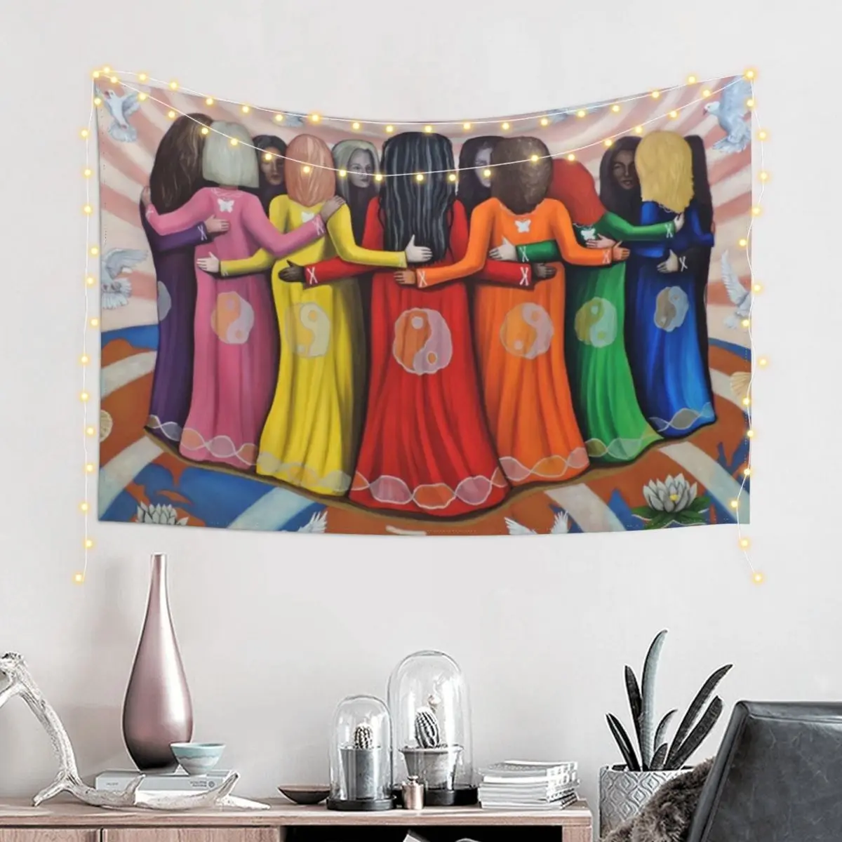 Femme: Women Healing the World Tapestry Carpet Wall Decoration Pictures Room Wall Wall Decor Bathroom Decor Tapestry