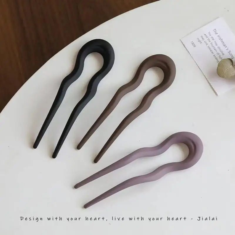 U Shaped Hair Pin French Twist Hair Stick Hair Clip Acetate Wavy U-Shaped Hairpin Women Hair Bun Pin Headwear Accessories