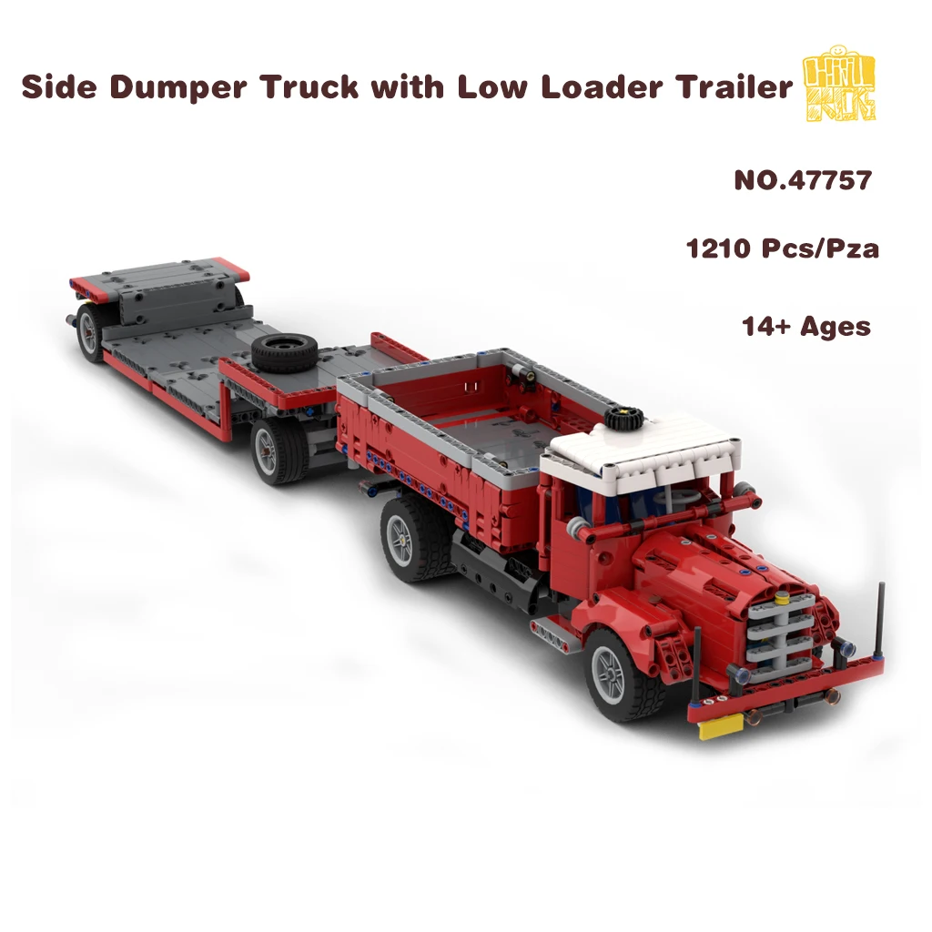 

MOC-47757 Side Dumper Truck with Low Loader Trailer Model With PDF Drawings Building Blocks Bricks Birthday Christmas Gifts