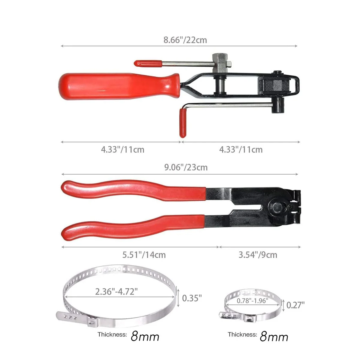 2Pcs CV Boot Clamp Pliers Set with 20Pcs Crimp Bands, Joint Boot Clamp Crimp Pliers, Hose Band Axle Pliers Car Banding