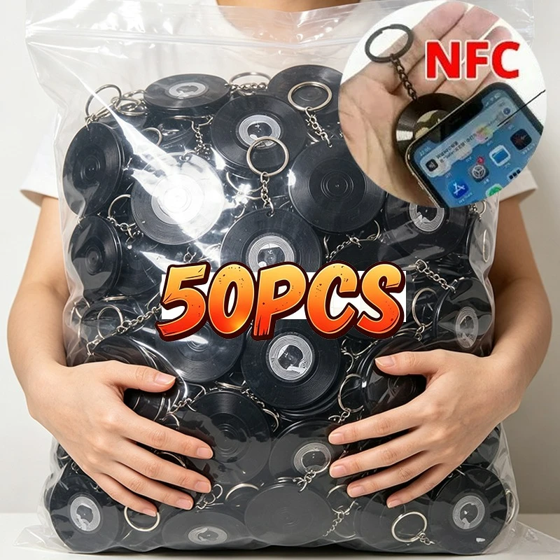 ブラックnfc機能付きミニレコードキーホルダー-diyミニレコード周辺機器-記念レコードキーホルダー-音楽愛好家へのギフト