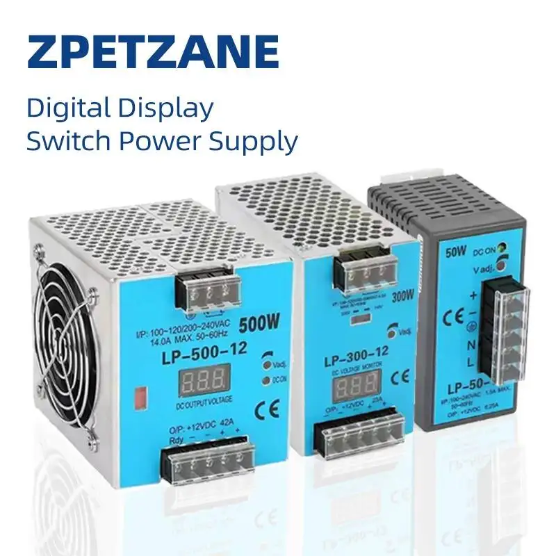 

Digital Display LP Series.50W 150W 300W DIN Rail Mounted Type Installation Switch Power Supply Voltage 12V 24V
