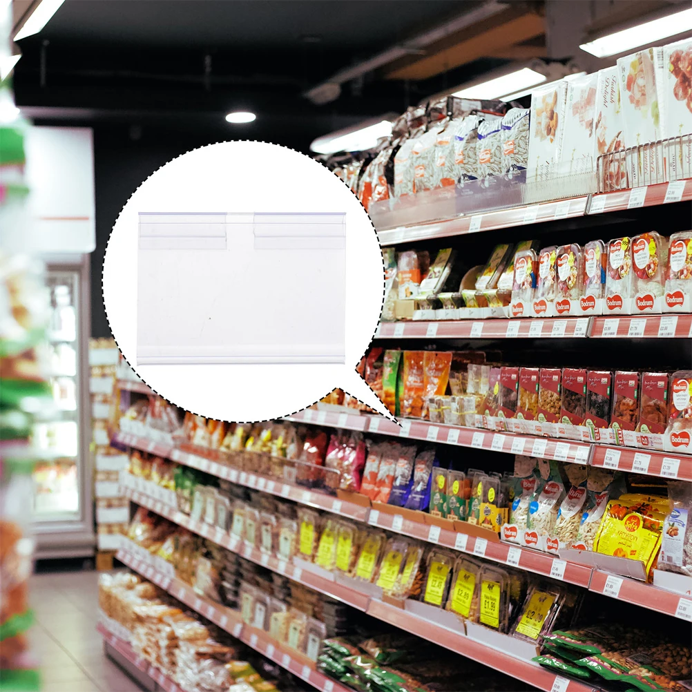 

50pcs Label Holders Plastic Supplies Clear Shelf Labels Price Cards Holder Supermarket Storage Household Restaurants Schools