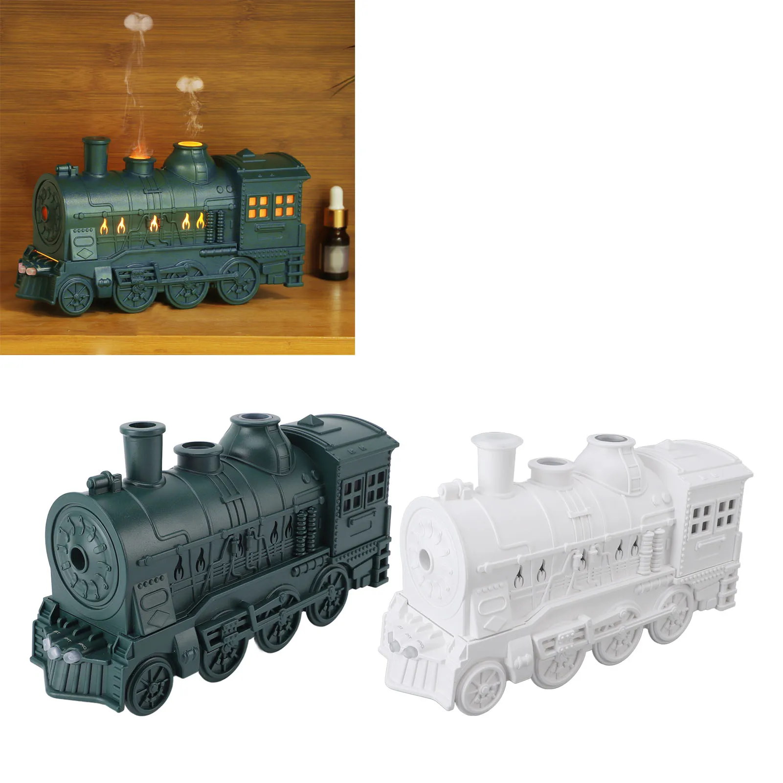 Essential Oil Diffuser 300ml 2 Light Modes Train Shape Aroma Cool Mist Humidifier with Remote Control Timer for Bedroom Office