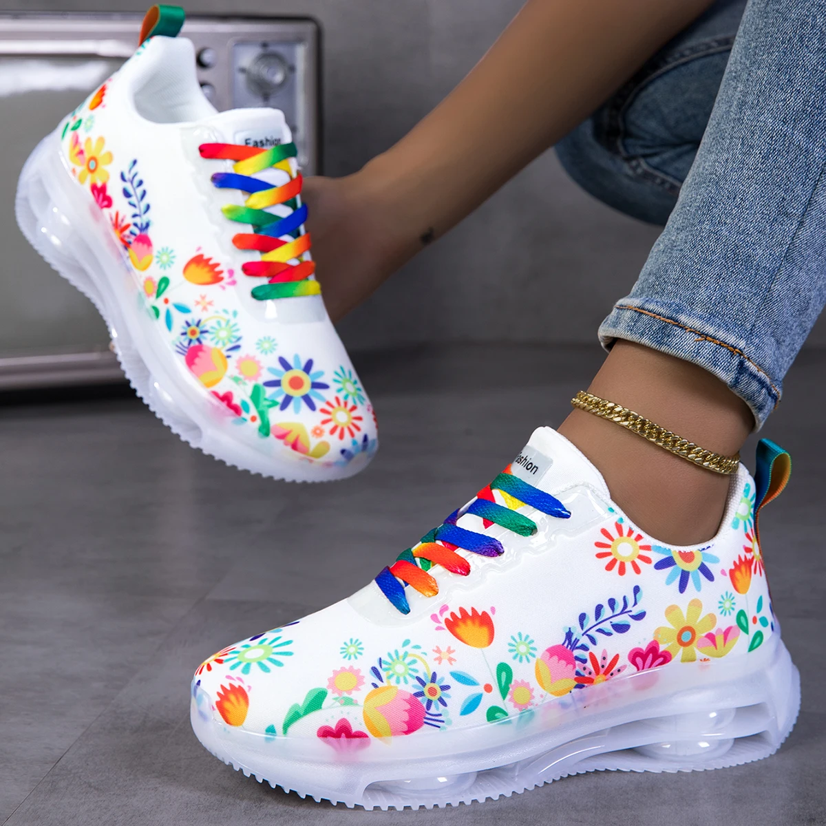 Women Floral Print Air Cushion - Women'S Fashion Gym Shoes review and price