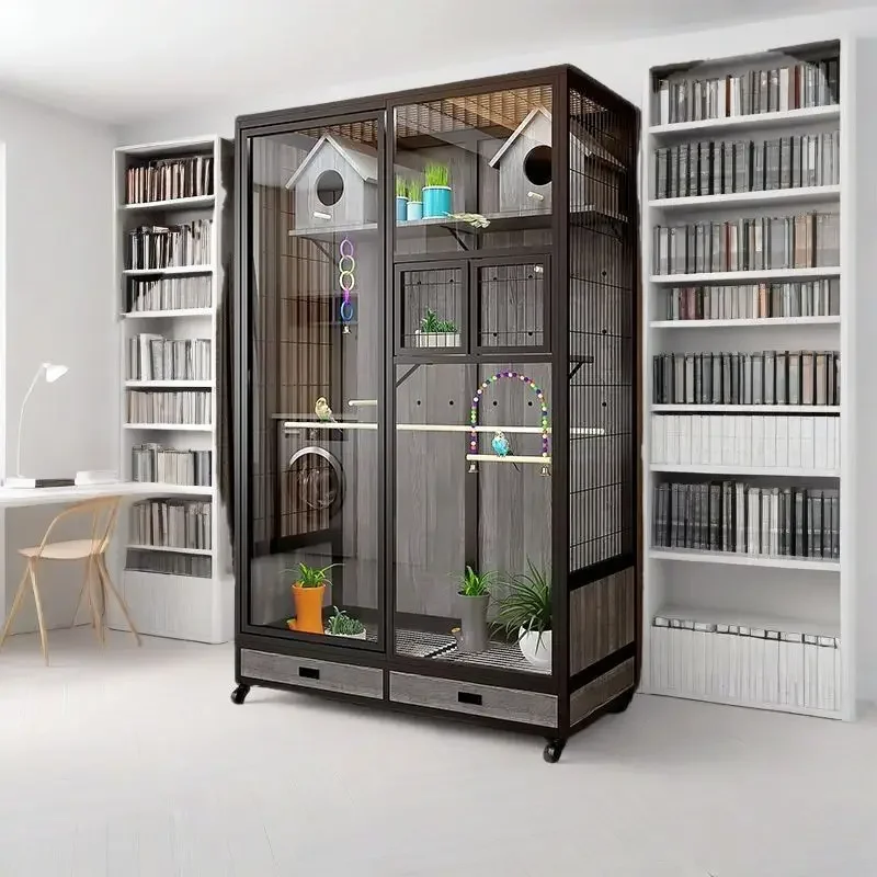 Bird cage, parrot cage, tiger skin, Xuanfeng myna, large extra large luxury villa, transparent breeding