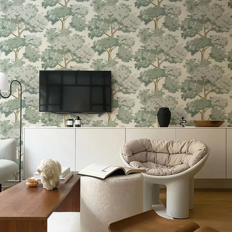 Self-Adhesive Forest Tree Wallpaper Peel and Stick Green Tropical Contact Paper Mural Jungle Waterproof Vinyl Wallpapers