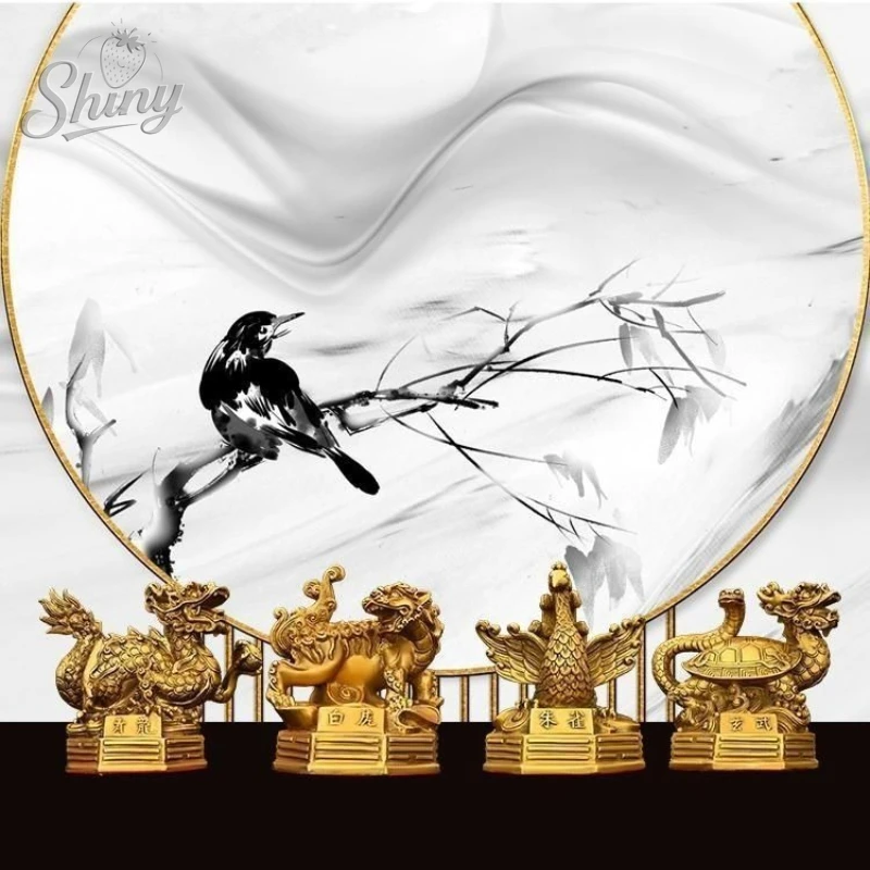 Four Divine Beasts Statues Ancient Chinese Mythical Creatures Feng Shui Decorative Pieces Home Desktop Decorative Artwork