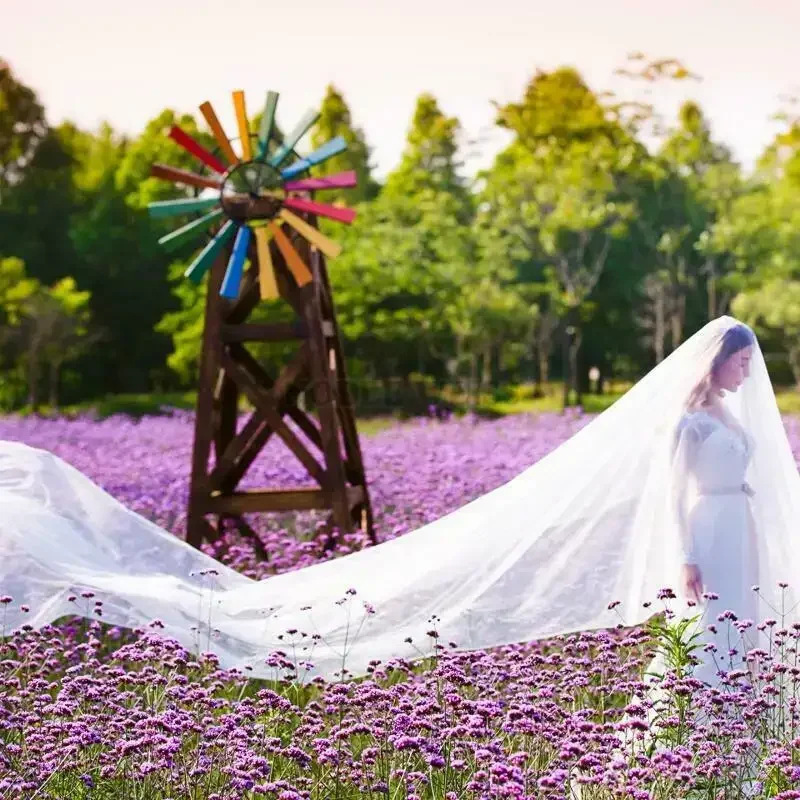 Velo de novia 1T, velos de novia largos y suaves sin peine, velo de novia de una capa, accesorios de boda de 5M de longitud personalizados