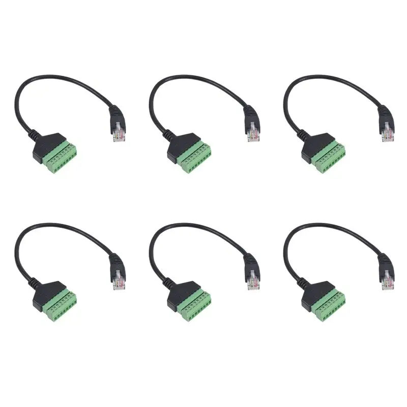 Delicate Texture-6X RJ45 Screw Terminal Connector Cable RJ45 Male To 8 Pin Extension Cable Lead For Cat5/6/7 Ethernet AV CCTV DV