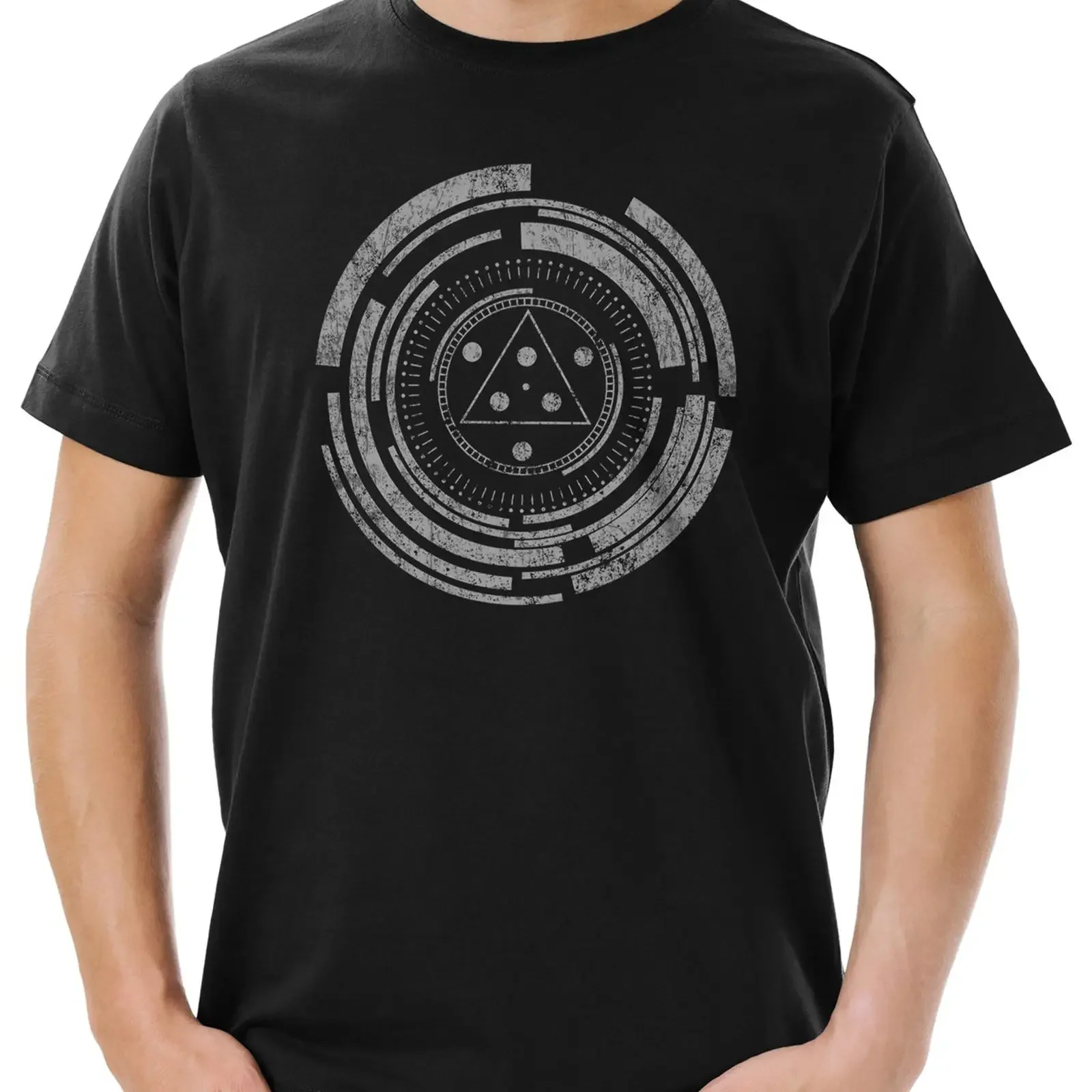 Technology Circle Herren T Shirt 4XL Angebot Kreis Kreisel Spirale Hypnose vintage Washed Comfortable homme Soft