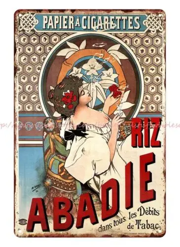 papier a cigarettes RIZ-Abadie de 1898 metal tin sign indoor wall  art