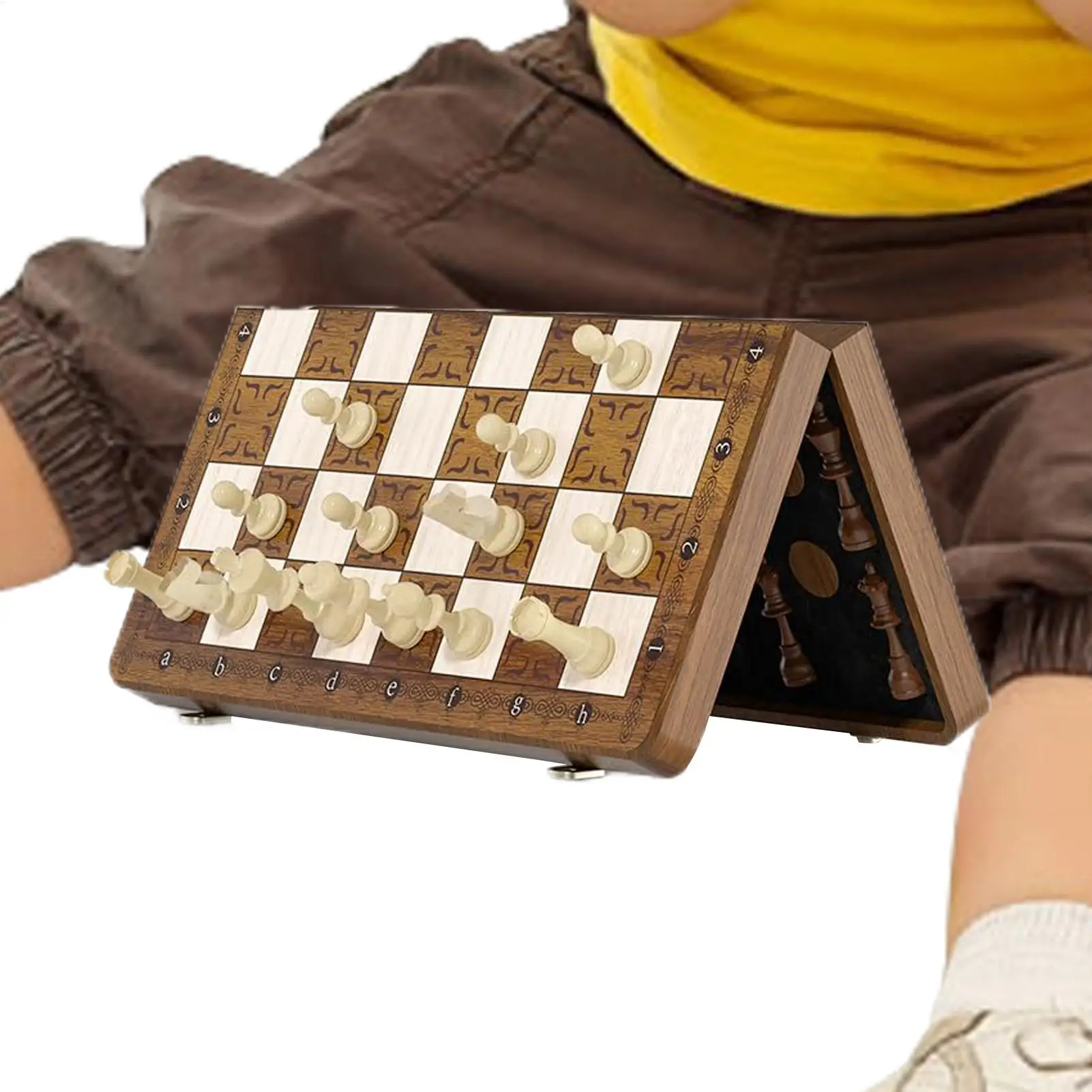 

Chess Board Folding Design Magnetic Wooden Chess Set Travel Toys For Classroom Waiting Room Car Trip Home Outdoor Park Coffee