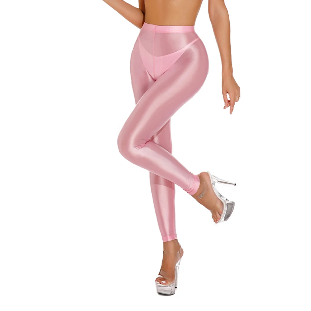Comfortabele nieuwe stijlvolle damesbroek Damesbroek Yogabroek Dagelijks dansen Disco Glanzende legging Normaal satijn Doorschijnend rekbaar