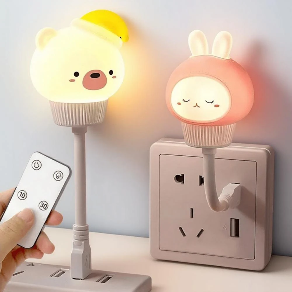 

Cute Cartoon Bear Rabbit Cat Night Light USB LED Bedside Lamp with Remote Control Gift for Kids Bedroom Decor Novelty Lighting