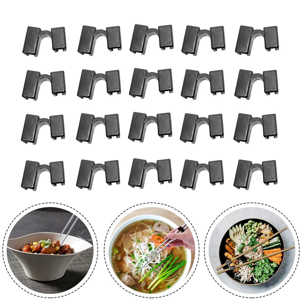 20Pcs Reusable Chopstick Helpers Training Chinese Chopsticks Black For Kids Beginner Trainers Or Learner Chopsticks Connectors