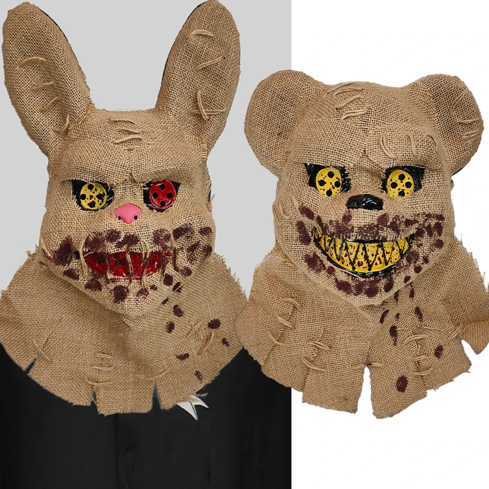 

Bloody Rabbit Bear Mask Cosplay Horror Plastic Sackcloth Demon Skull Killer Halloween Carnival Purim Party Costume Props Gifts