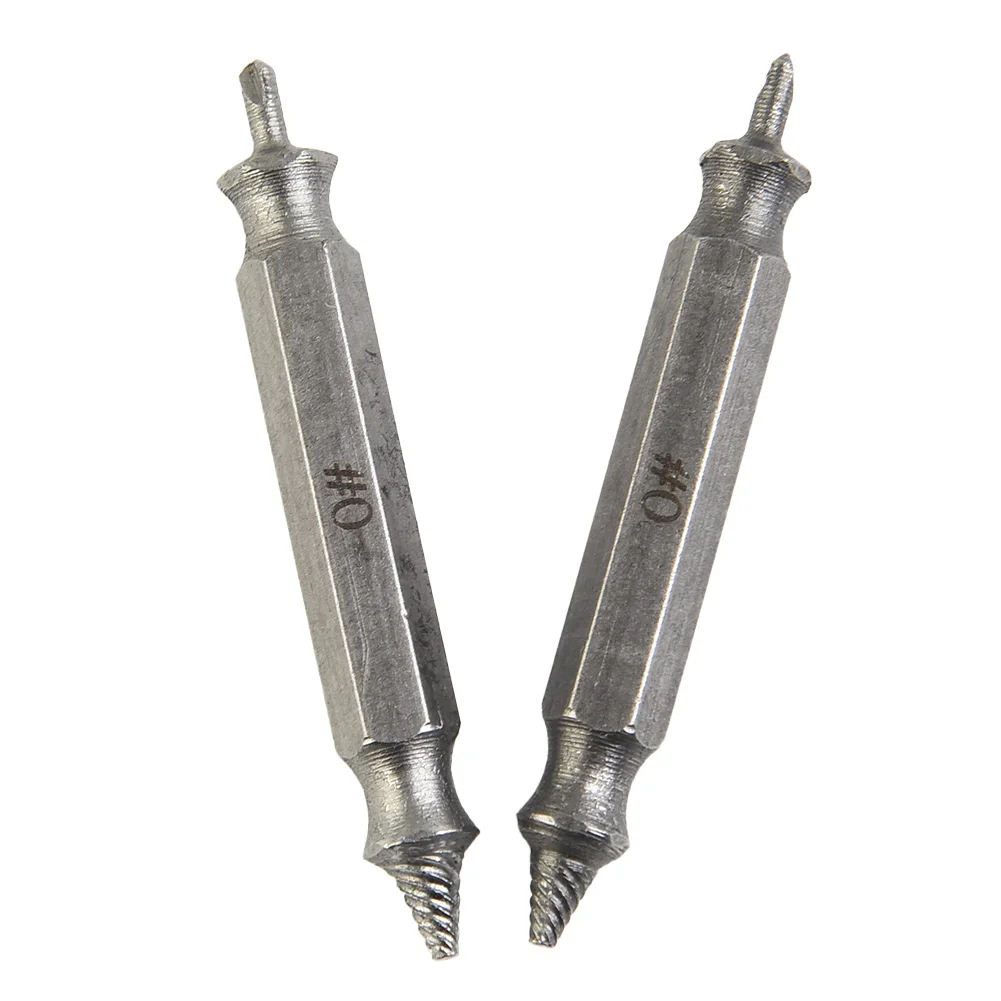 2pcs 0# Damaged Screw Extractor With Drill Bit Broken Screws Removal Tool 2-3mm For Power Tools Drill Bits Accessory In Stock