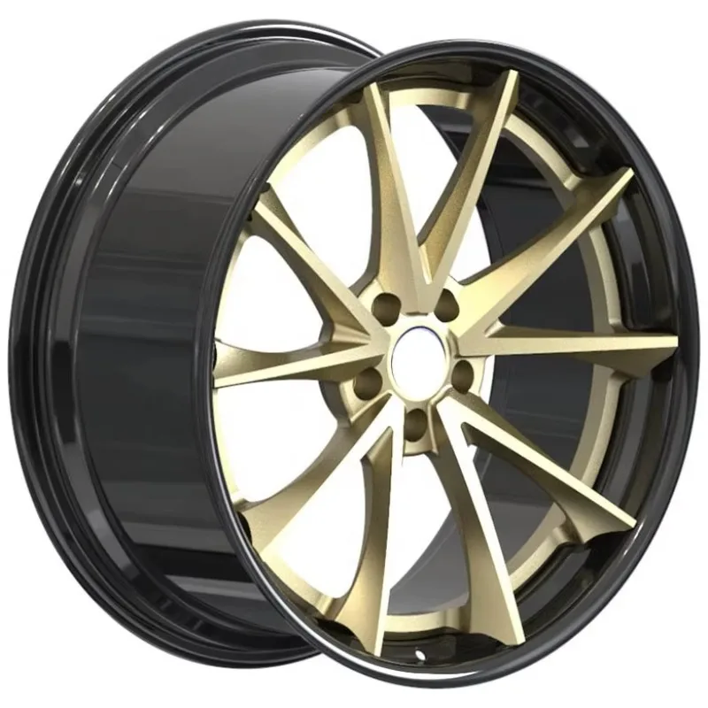 

Custom Forged Gold Center Plate With Black 6061-T6 Aluminum Alloy Wheels