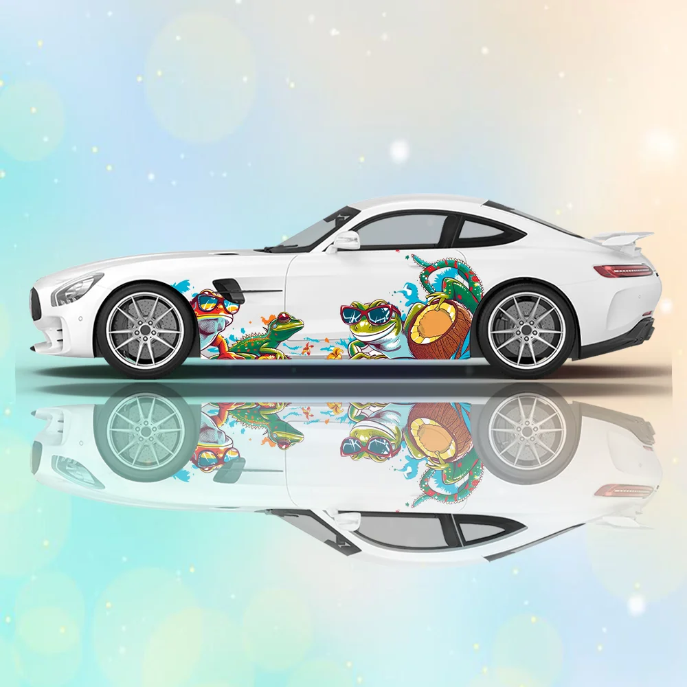 Lizard Vacation Island Car Vinyl Wraps Decal Self-adhesive PVC Sticker Suitable for Trucks SUV Decoration Auto Accessories Gift