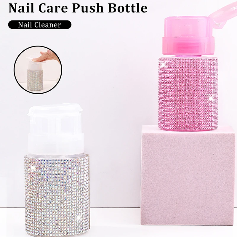 1 szt. Diamentowa Butelka na Lakier do Paznokci z Pompką, Pusta, Wielokrotnego Użytku, Dozownik do Usuwania Lakieru, Czyszczenia, Makijażu, Narzędzie do Manicure