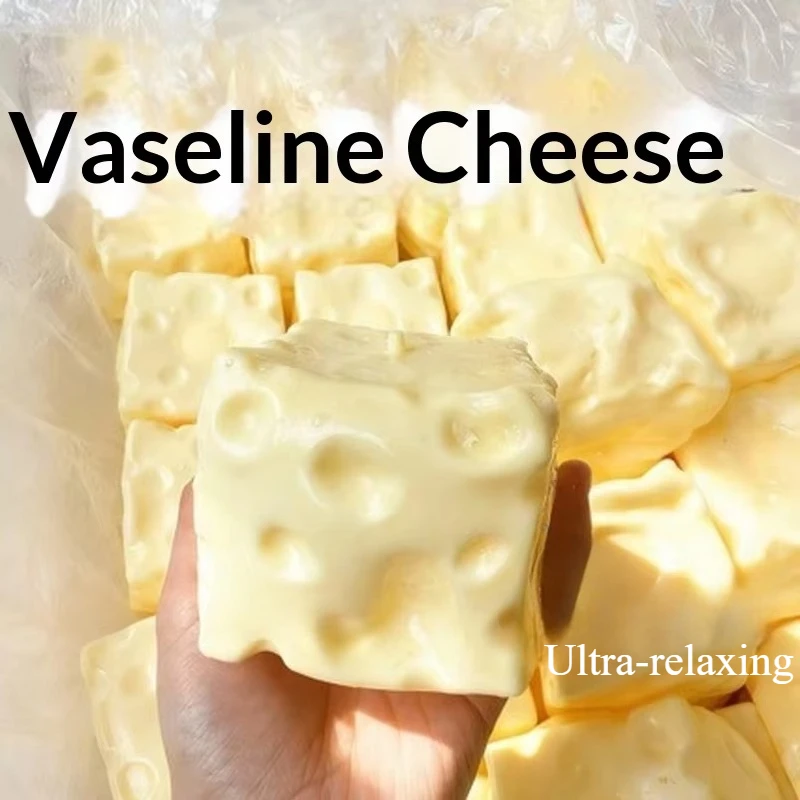 Soft Moldable Cheese Block Squishy Toy TPR Slow‑Rising Dough‑Like Inner Filling Stress Relief Fidget Toy for Adults Teenagers