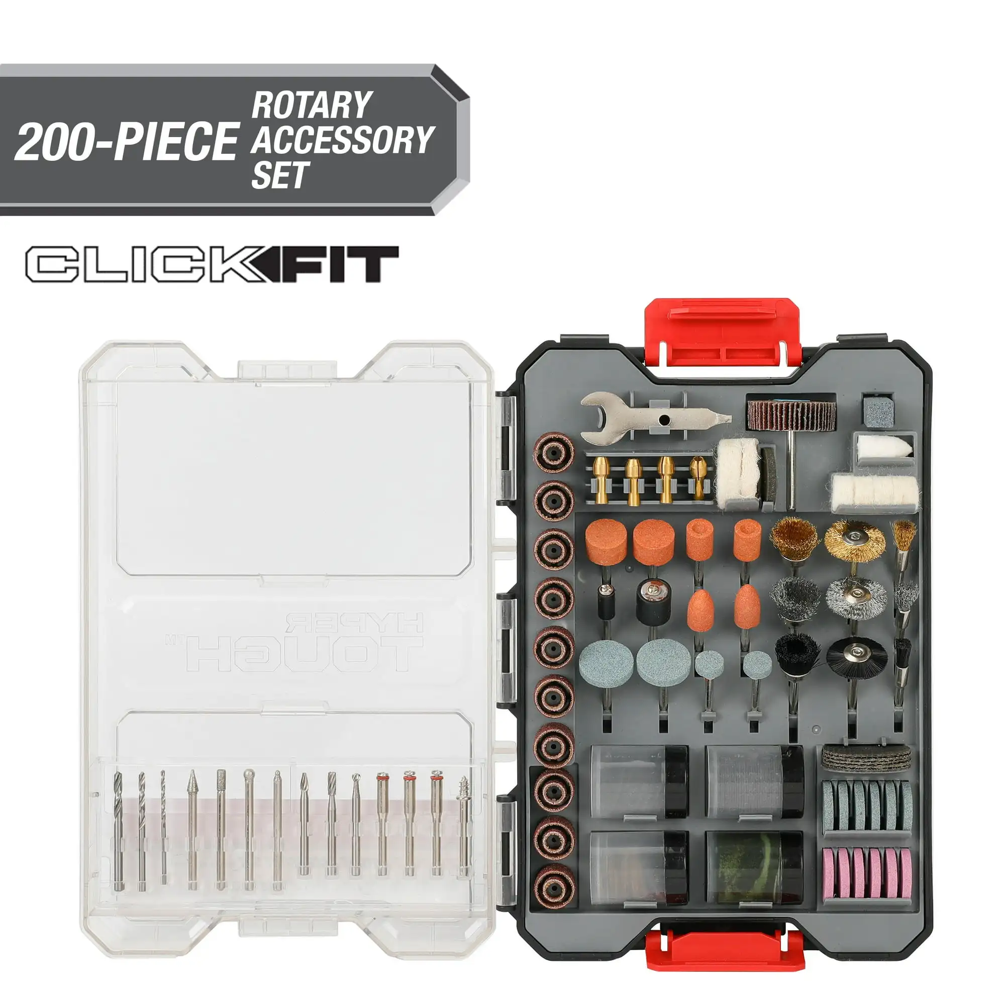 

Hyper Tough 200-Piece Rotary Accessory Kit in Click Fit™ Case