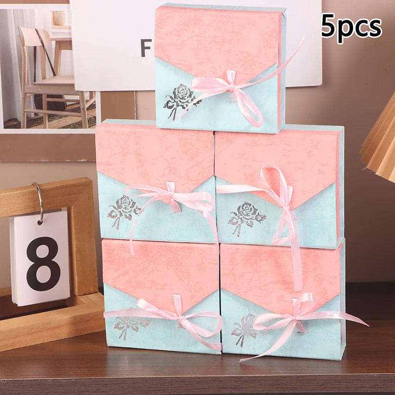 5Pcs 9*9*3cm Square Cardboard Bracelet Gift Box With Sponge For Necklace Earring Bracelet Jewelry Storage Packaging Display Box