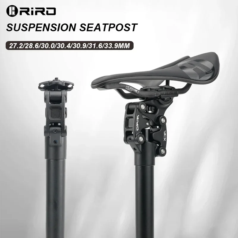 RIRO Bike Suspension Seatpost Shock Absorber MTB Bicycle Saddle Tube 50MM Travel 350mm Ultralight Mountain Road Cycle Seat Tubes