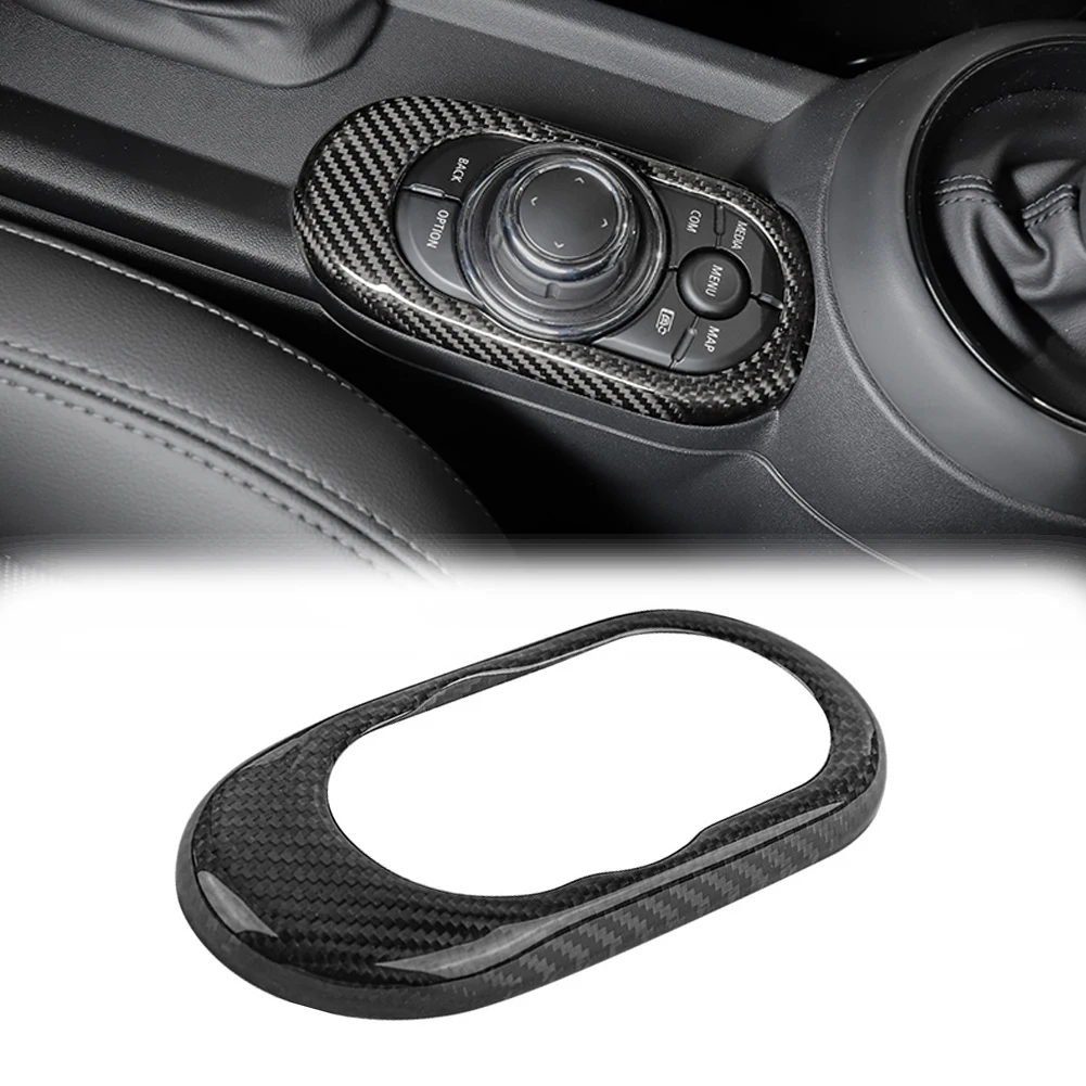 Black Real Carbon fiber Central control button frame For Mini Cooper F55 F56 F57 2014-2020