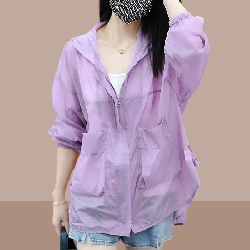New 2026 Summer Hooded Thin Coat Spring Oversize Loose Jackets Women Casual Outwear Elegant Chaquetas
