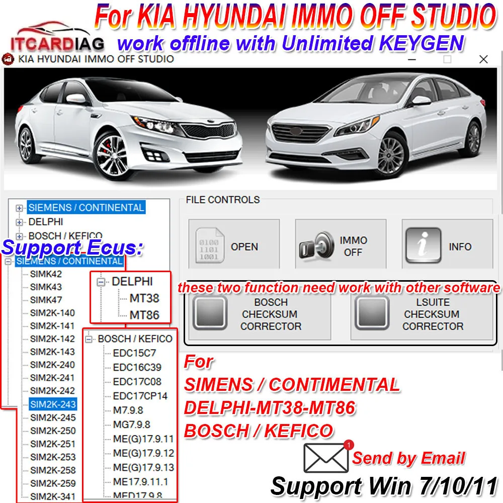 For KIA HYUNDAI IMMO OFF STUDIO for SIMENS/CONTIMENTAL SIMK42/43/47... for DELPHI-MT38-MT86 fo BOSCH/KEFICO EDC15C7... IMMO OFF