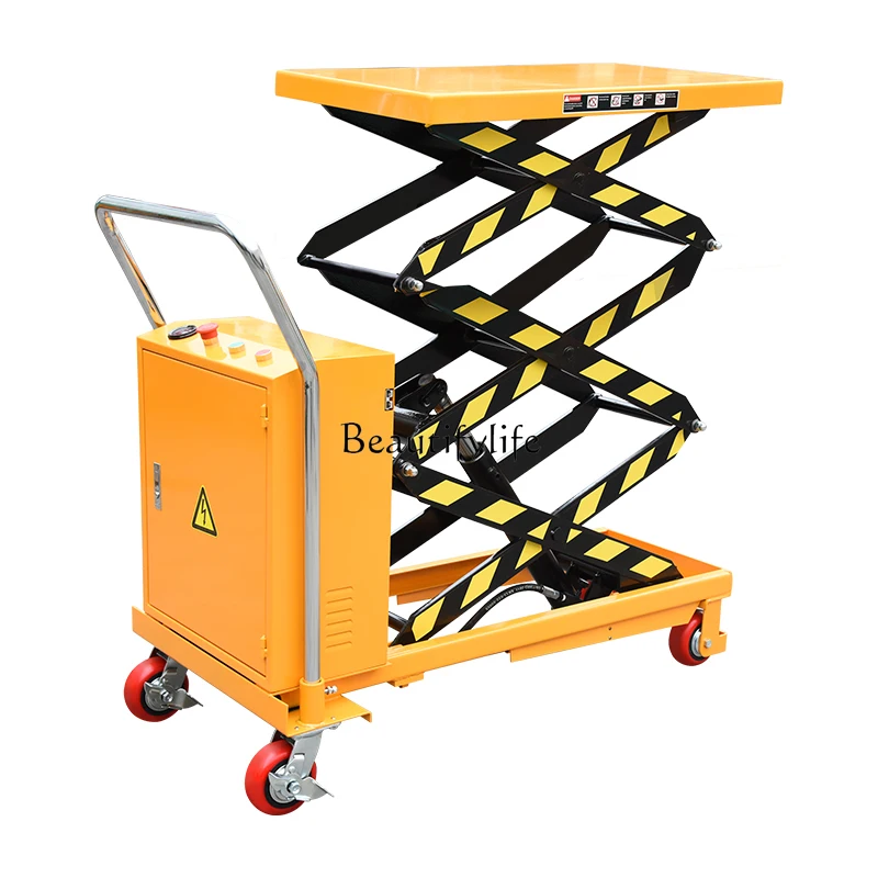 Semi-electric hydraulic platform car Lifting platform Scissor fork Small electric hydraulic car