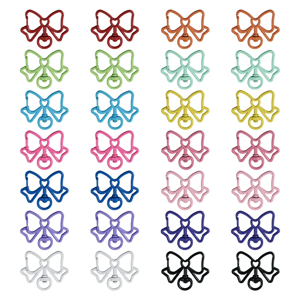 

28Pcs Mixed Colors Swivel Clasps Bowknot Zinc Alloy Snap Clip Hooks for Keychain Bag Key Rings Jewelry Making Findings