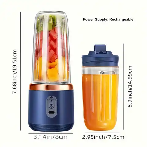 वायरलेस चार्जिंग के साथ पोर्टेबल डुअल-कप USB जूसर | स्मूदी और शेक के लिए मिनी इलेक्ट्रिक ब्लेंडर 10 best sales छोटा ब्लेंडर - №3