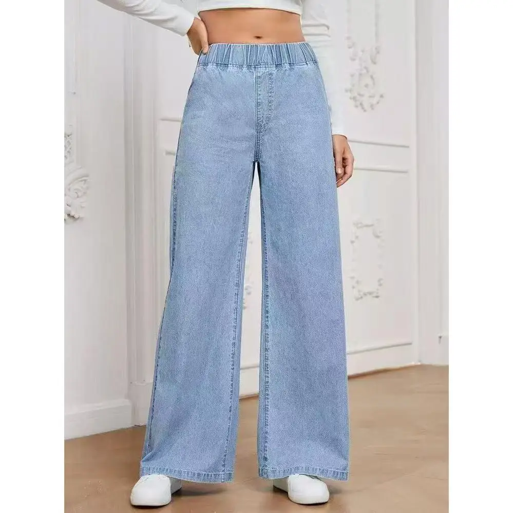 

Свободные джинсы Lazy Sle Faionable, прямые брюки с высокой талией и застежкой на шнурке, осенние неэластичные брюки