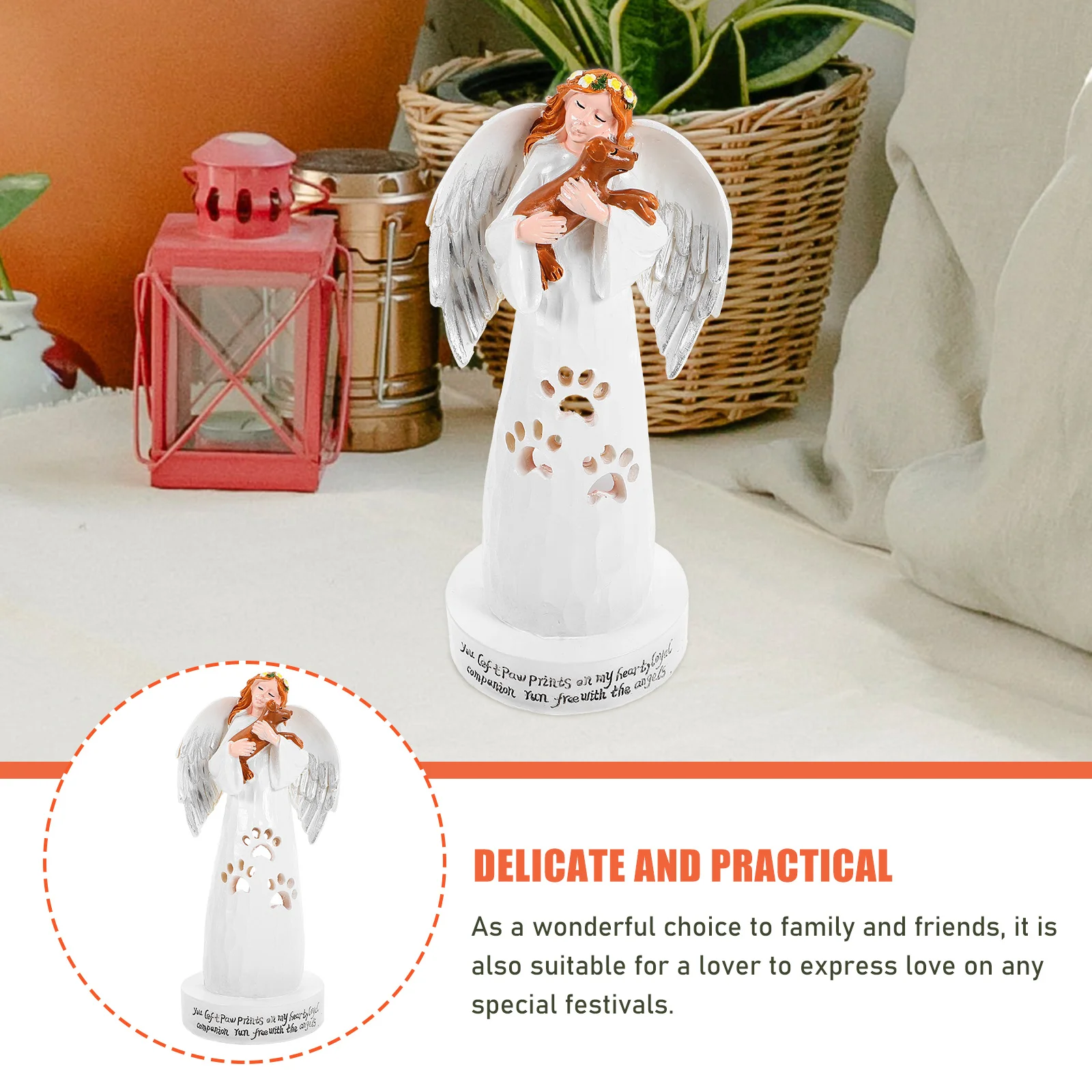 

Angel With Dog Resin Craft Decor Desktop Ornament For Home Wedding Birthday Mother'S Day Pet Memorial Gift