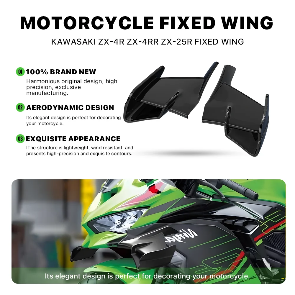 For Kawasaki ZX4R ZX-4R ZX-4RR ZX4RR ZX-25R/SE ZX25R 2020-2024 Motorcycle Fixed Wing Side Winglet Front aerodynamic spoiler wing