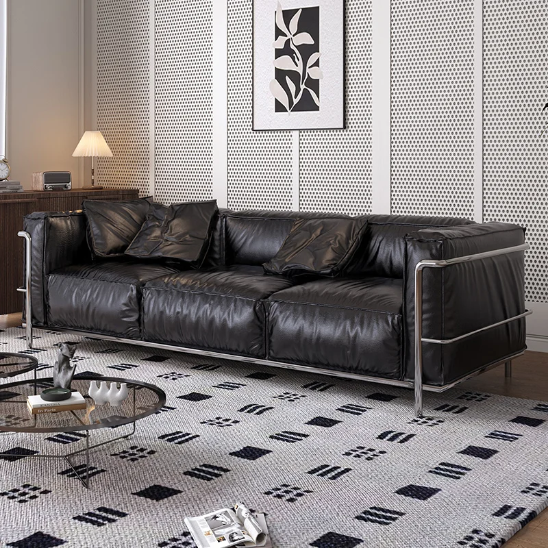 

Haus antique Corbusier first layer cowhide leather living room down sofa