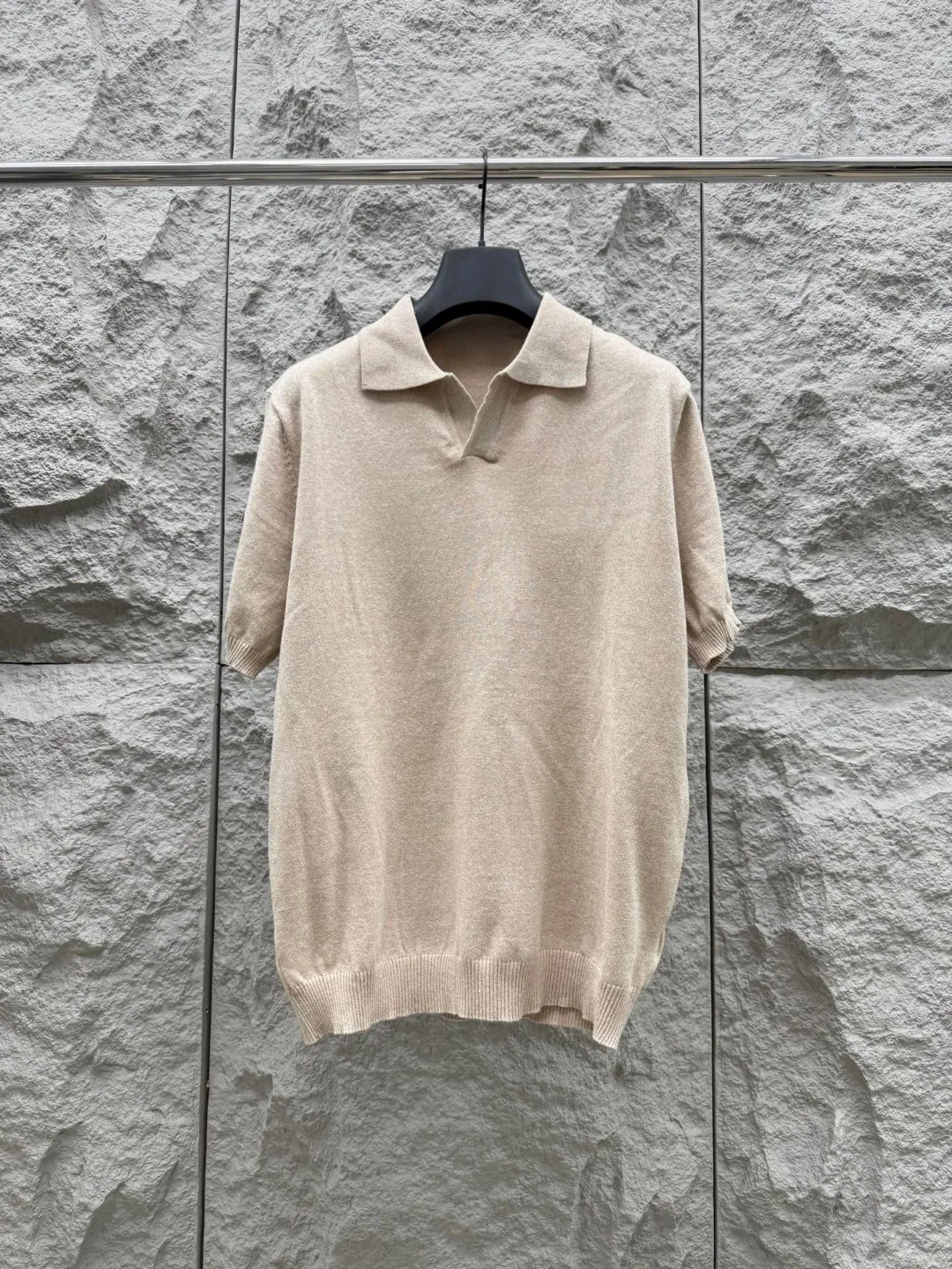 

Italian Sle Men's Knitted Wool Casual ort Sve irt Spring Summer New Arrival Simple Busin Casual Old Money Sle