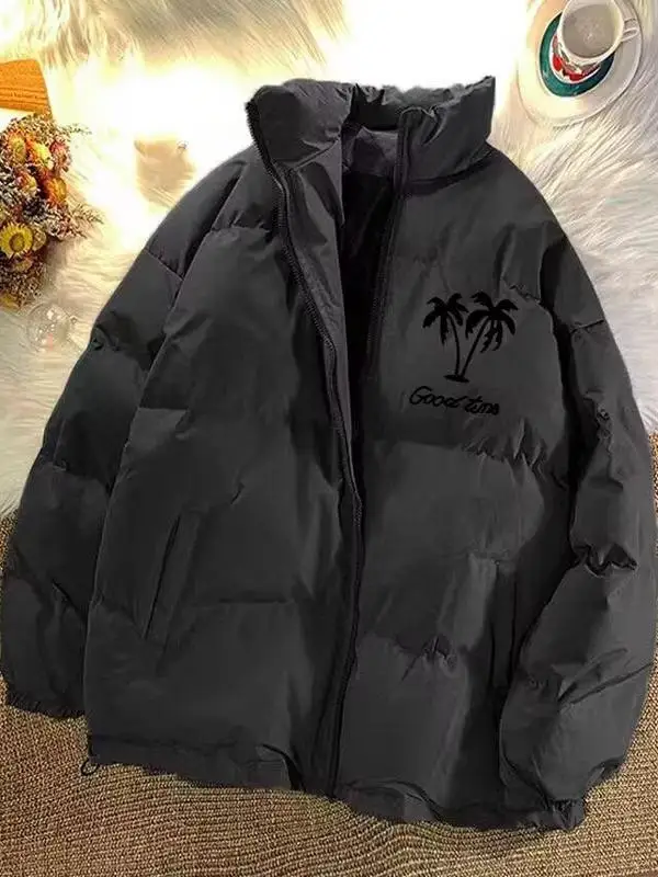 

Loose Fit Thiened Cotton Jaet Stand Collar nut Tree Print Men's Winter Outerwear Warm Faionable Urban Sle Coat