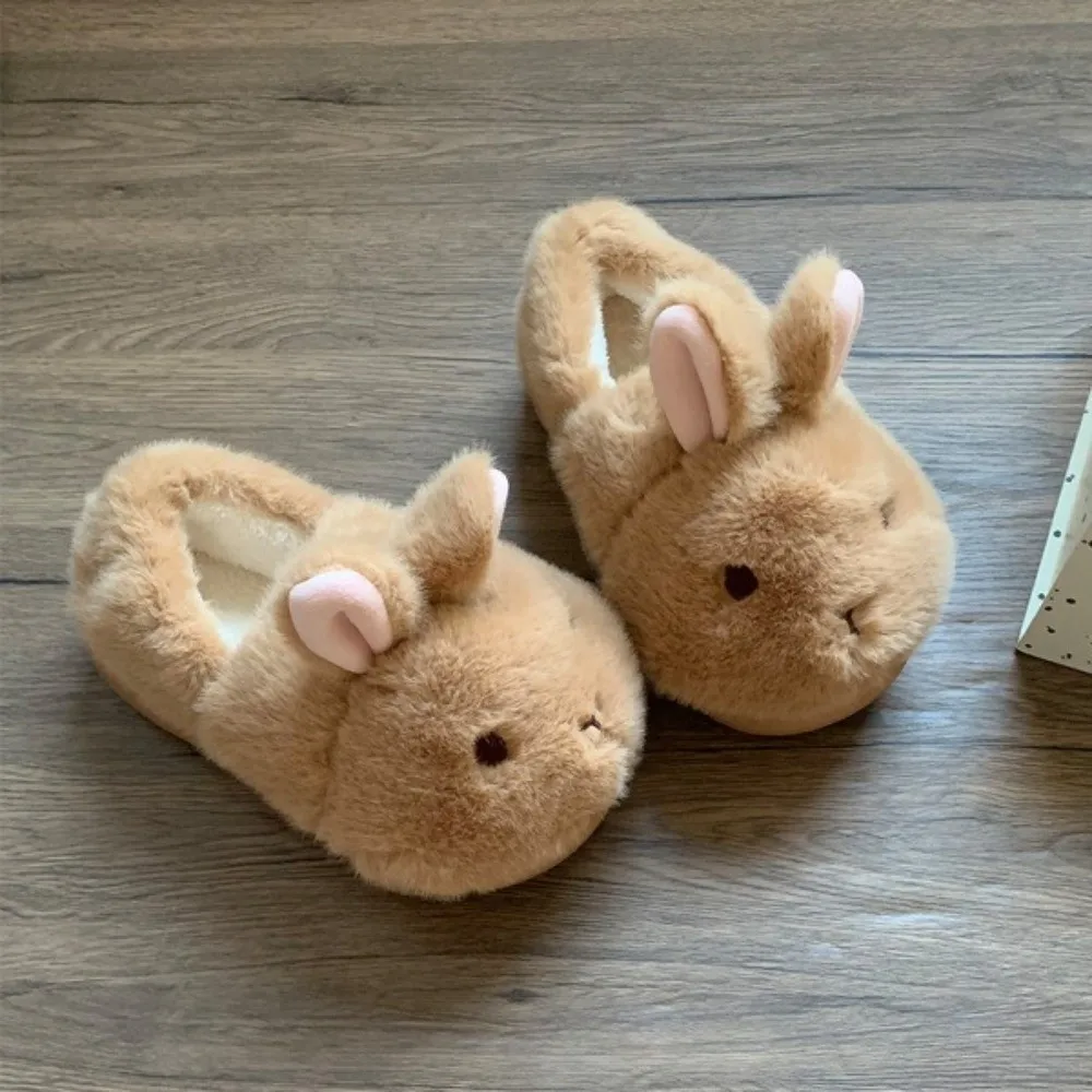 Homewear Shoes Non-Slip Bunny Slippers Rubbit Thick Bottom Women Cotton Slippers Winter Autumn Soft Warm Home Slippers Indoor