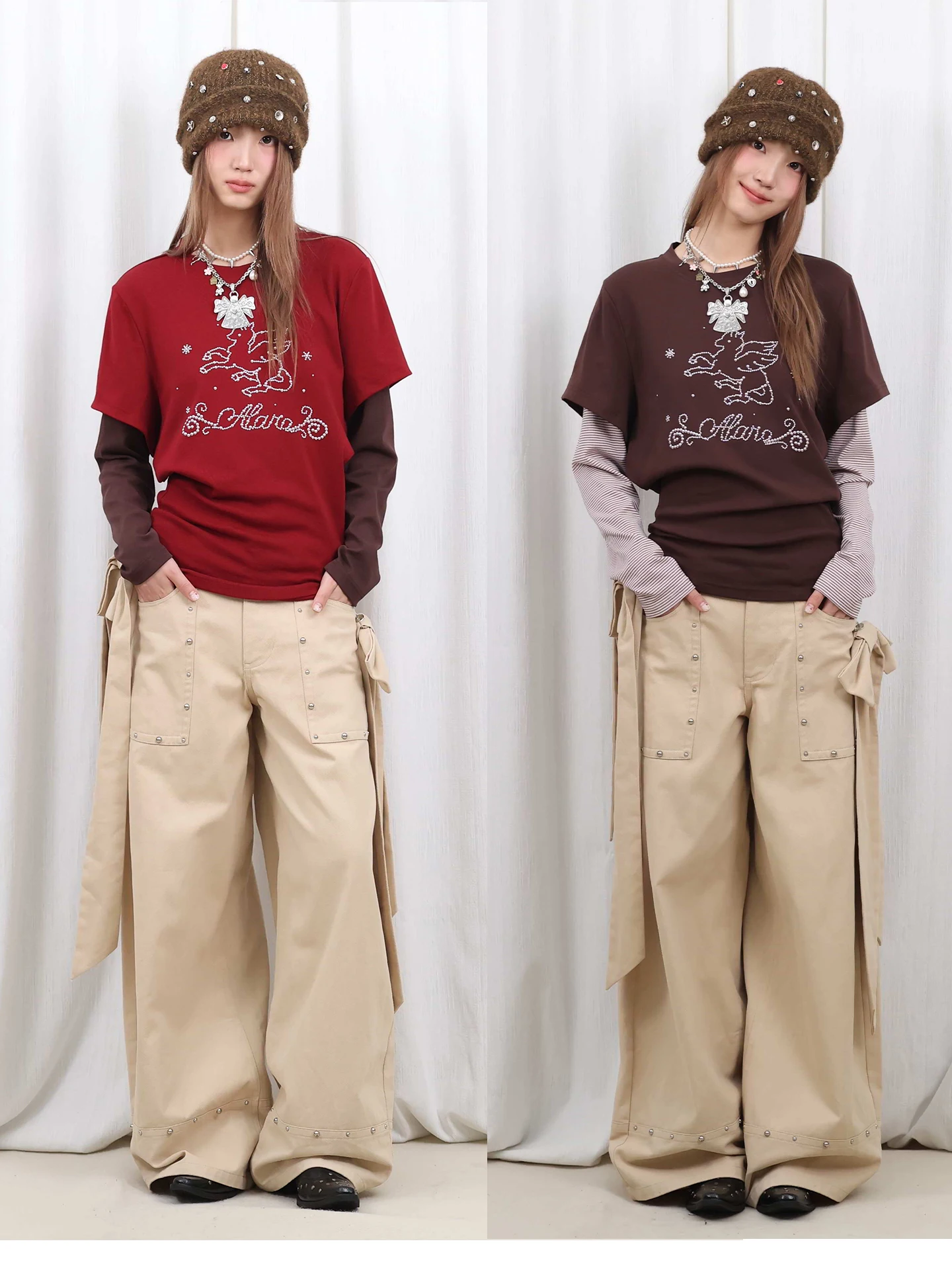 

Long Sve Knitted T-irt Women's Letter Pattern Flng Design Cotton Polyester Blend Casual Sle Spring Summer