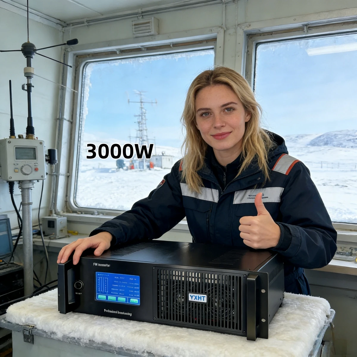 3KW（3000W）FM送信機、CE/ISO/FCC認証取得、教育/コミュニティおよび産業管理用、タイマー付きスイッチと省エネ機能搭載