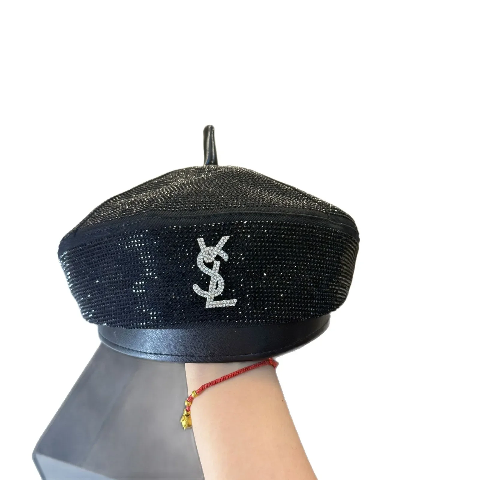 Star Dust Beret for Women, Rhinestone Embroidered Elegant Winter Hat, Sparkly Slouchy Baker Boy Cap, Fashionable Party