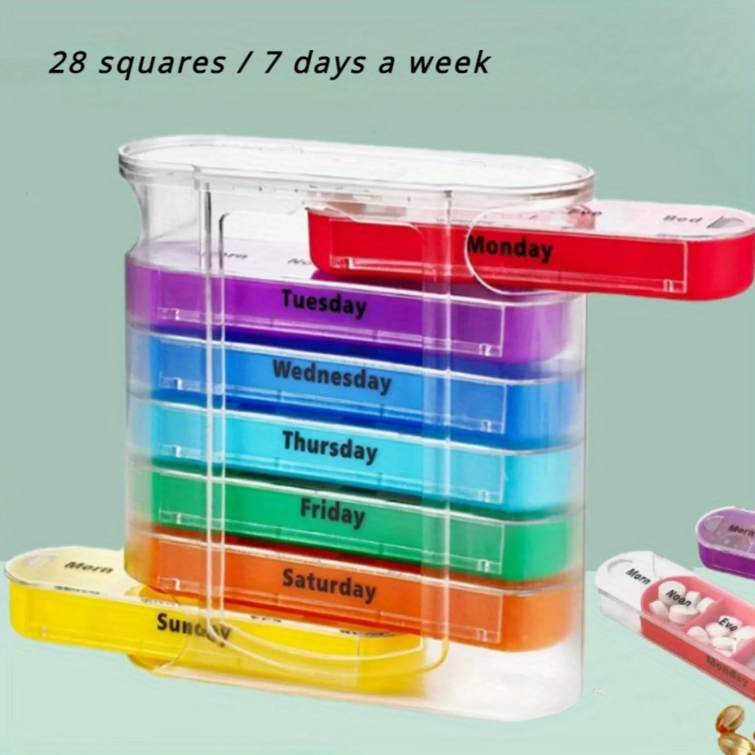 7 Days/28 Grids Portable Plastic Pill Box: Moisture Resistant Drawer Organizer Set